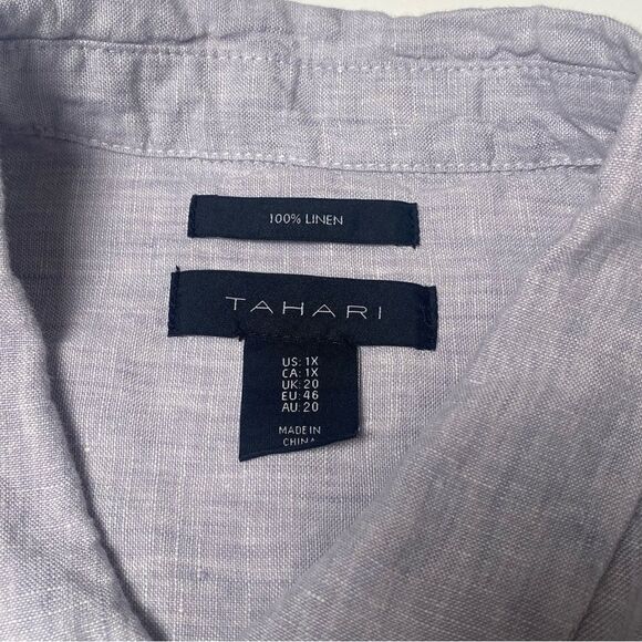Tahari 100% Linen Short Sleeve Coastal Beachy Shirt Dress Women's Size 1X - Picture 12 of 14